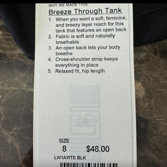 NWT Lululemon Breeze Through Tank Size 8 - Picture 5 of 9